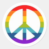 Rainbow Peace Sign Ronde Sticker (Voorkant)