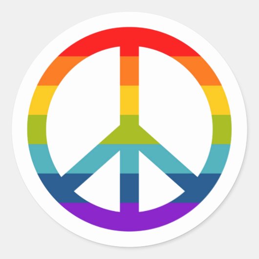 Rainbow Peace Sign Ronde Sticker (Voorkant)