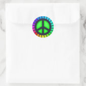 Rainbow Peace Sign Ronde Sticker (Tas)
