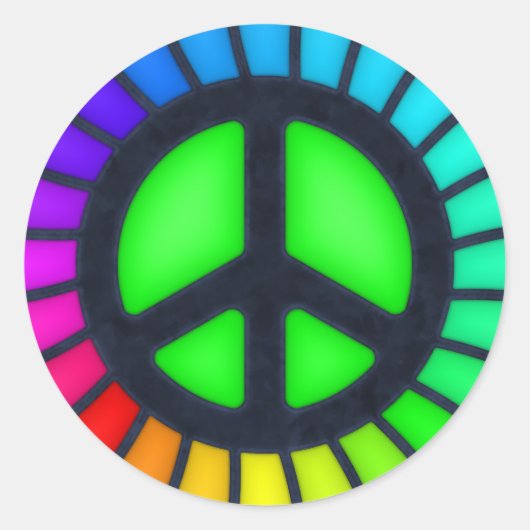 Rainbow Peace Sign Ronde Sticker (Voorkant)