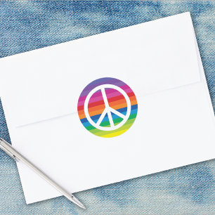 Rainbow Peace Sign Ronde Sticker