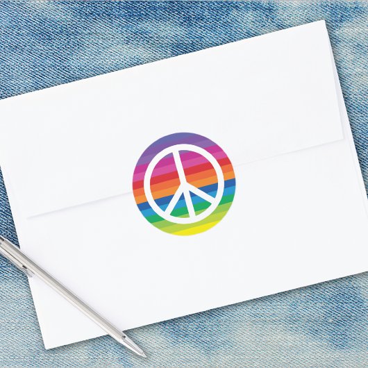 Rainbow Peace Sign Ronde Sticker
