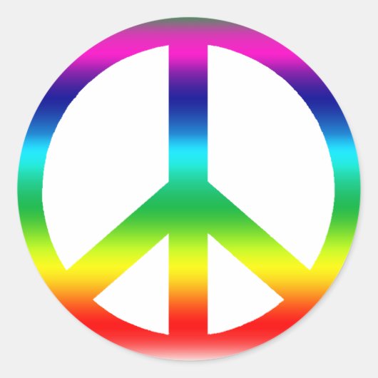 Rainbow Peace Sign Ronde Sticker (Voorkant)