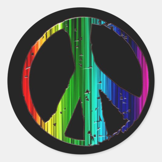 Rainbow Peace Sign Ronde Sticker (Voorkant)