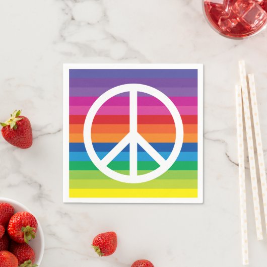 Rainbow Peace Sign Servetten (Insitu)