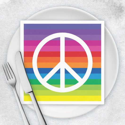 Rainbow Peace Sign Servetten