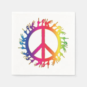 Rainbow Peace Sign Servetten sixties hippie party