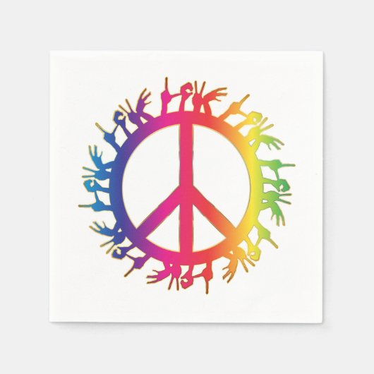 Rainbow Peace Sign Servetten sixties hippie party (Voorkant)