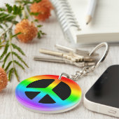 Rainbow Peace Sign Sleutelhanger (Voorkant Rechts)
