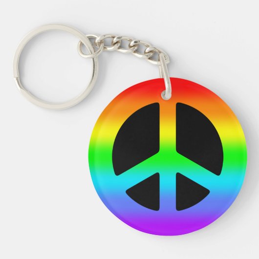 Rainbow Peace Sign Sleutelhanger (Voorkant)
