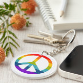 Rainbow Peace Sign Sleutelhanger (Voorkant Rechts)