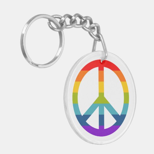 Rainbow Peace Sign Sleutelhanger (Voorkant Links)