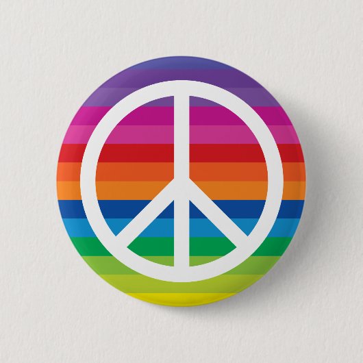 Rainbow Peace Sign Stripes Ronde Button 5,7 Cm (Voorkant)