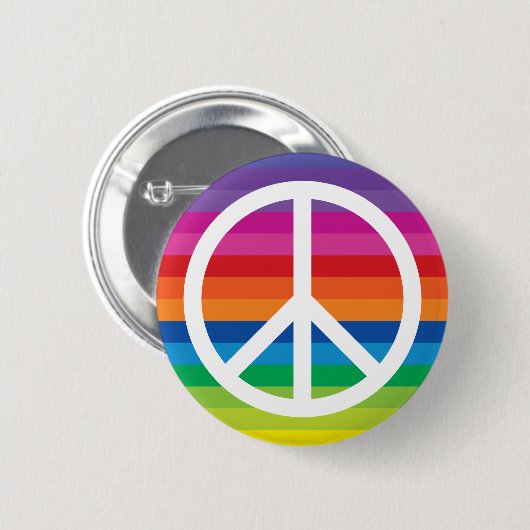 Rainbow Peace Sign Stripes Ronde Button 5,7 Cm (Voorkant /achterkant)