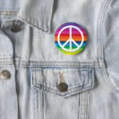 Rainbow Peace Sign Stripes Ronde Button 5,7 Cm (In situ)