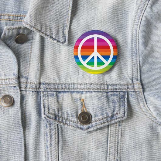 Rainbow Peace Sign Stripes Ronde Button 5,7 Cm (In situ)