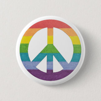 Rainbow Peace Sign Symbol for Peace Freedom Love Ronde Button 5,7 Cm
