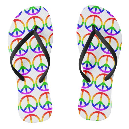 Rainbow Peace Sign Teenslippers (Voetbed)