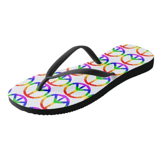 Rainbow Peace Sign Teenslippers (Schuin)