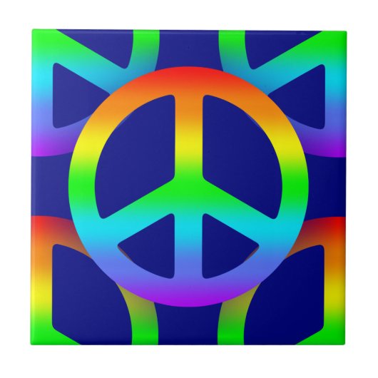 Rainbow Peace Sign Tegeltje (Voorkant)