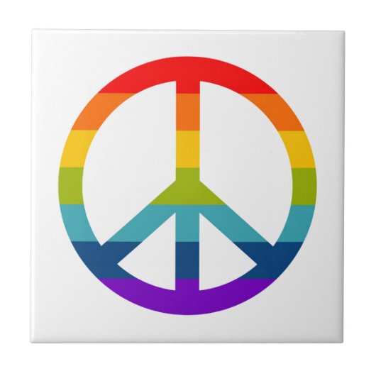 Rainbow Peace Sign Tegeltje (Voorkant)