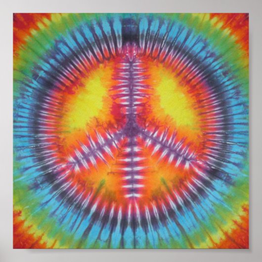 Rainbow Peace Sign Tie Dye Poster (Voorkant)