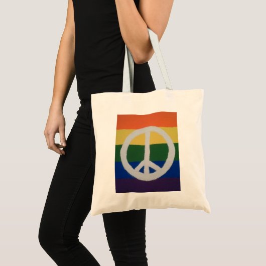 Rainbow Peace Sign Tote Bag (Voorkant (product))