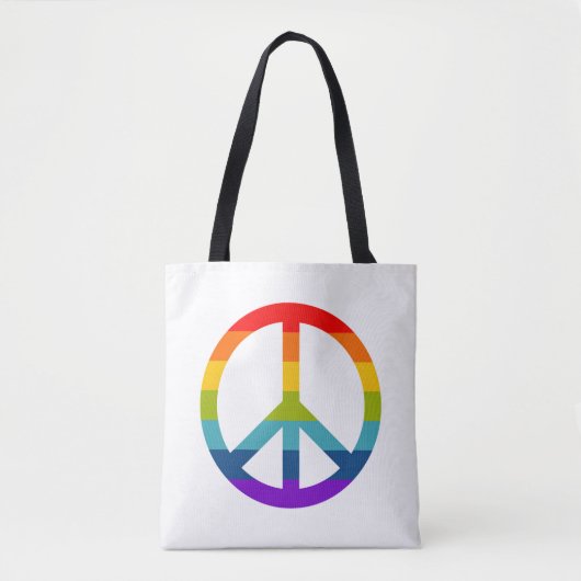 Rainbow Peace Sign Tote Bag (Voorkant)