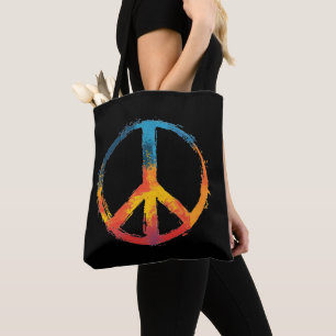 Rainbow Peace Sign Tote Bag