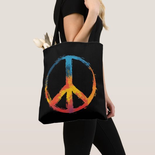 Rainbow Peace Sign Tote Bag (Dichtbij)