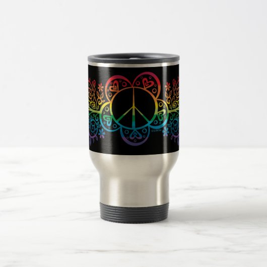 Rainbow Peace Sign Travel Mug Reisbeker (Center)