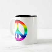 Rainbow Peace Sign Tweekleurige Koffiemok (Voorkant links)