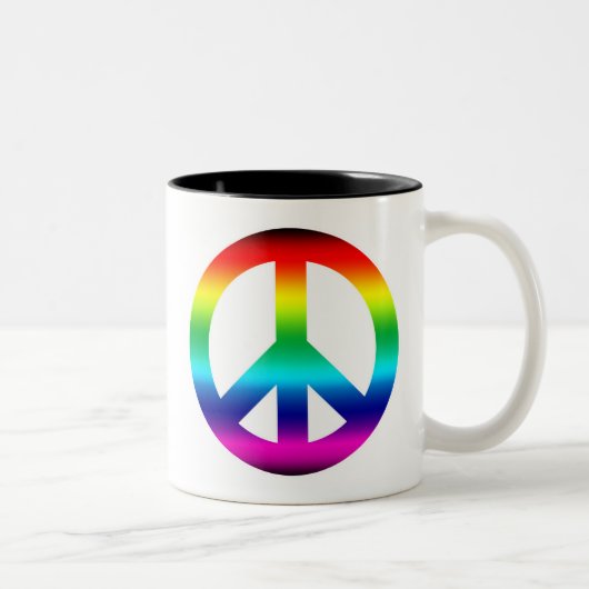 Rainbow Peace Sign Tweekleurige Koffiemok (Rechts)