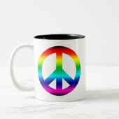 Rainbow Peace Sign Tweekleurige Koffiemok (Links)