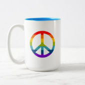 Rainbow Peace Sign Tweekleurige Koffiemok (Links)