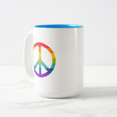 Rainbow Peace Sign Tweekleurige Koffiemok (Voorkant links)