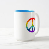 Rainbow Peace Sign Tweekleurige Koffiemok (Voorkant rechts)