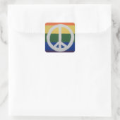 Rainbow Peace Sign Vierkante Sticker (Tas)