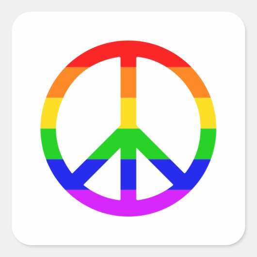Rainbow Peace Sign Vierkante Sticker (Voorkant)