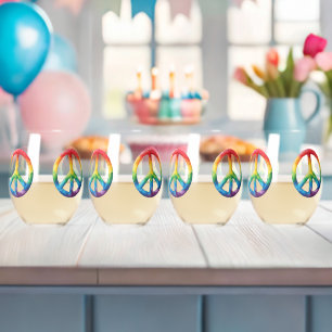 Rainbow Peace Sign Wijnglas Zonder Voet