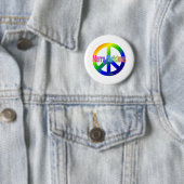 Rainbow Peace Sign with Merry Kerstmis. Ronde Button 5,7 Cm (In situ)