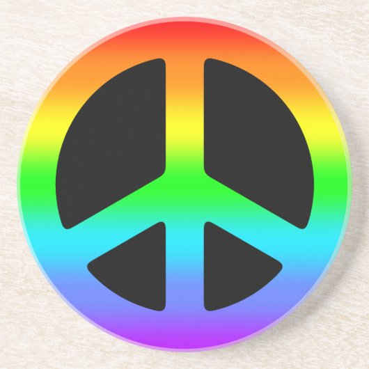 Rainbow Peace Sign Zandsteen Onderzetter (Voorkant)