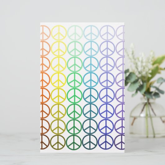 Rainbow Peace Signalering Stationery Briefpapier (Staand voorkant)