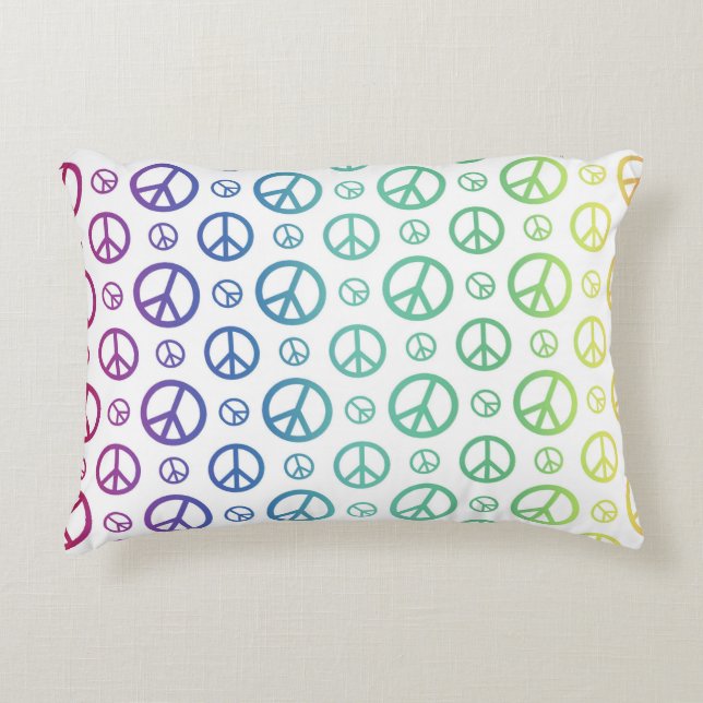 Rainbow Peace Signs Decoratief Kussen (Voorkant)