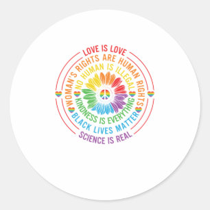 Rainbow Peace Sunflower Love is Love LGBT Support. Ronde Sticker