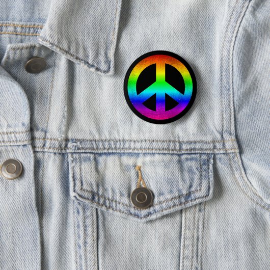 Rainbow Peace Symbol Button (In situ)