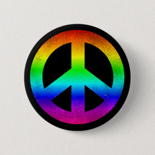 Rainbow Peace Symbol Button
