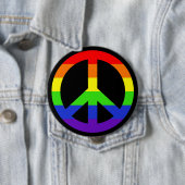 Rainbow Peace-symbool Ronde Button 4,0 Cm (In situ)