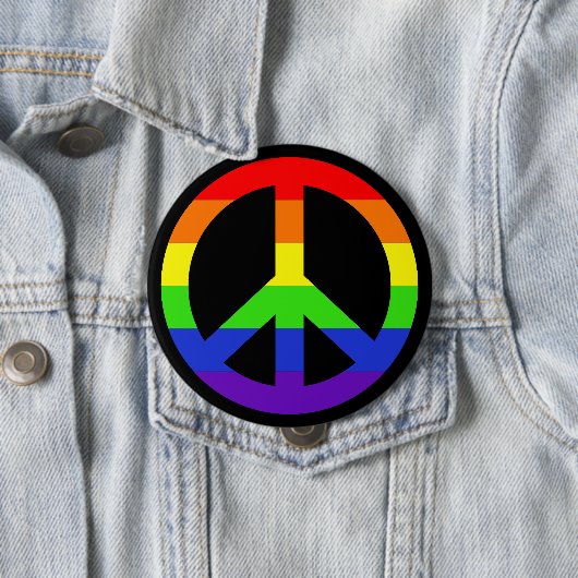 Rainbow Peace-symbool Ronde Button 4,0 Cm (In situ)