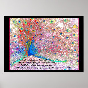 Rainbow Peacock Art Isaiah 41:10 Afdrukken Poster